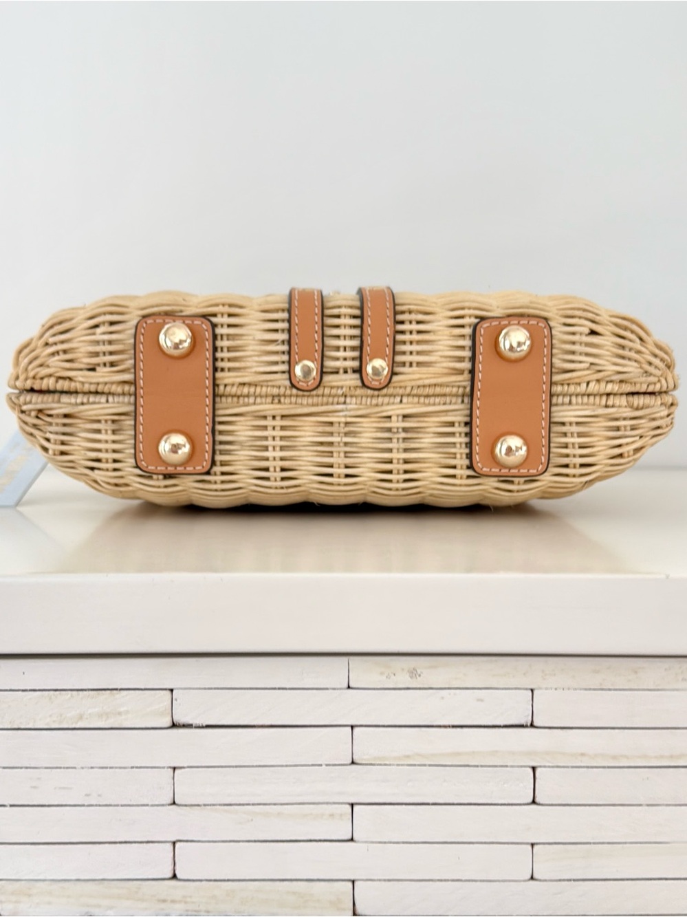 Frances Valentine Holland Satchel Natural Wicker Vachetta Leather NWT - Picture 7 of 10